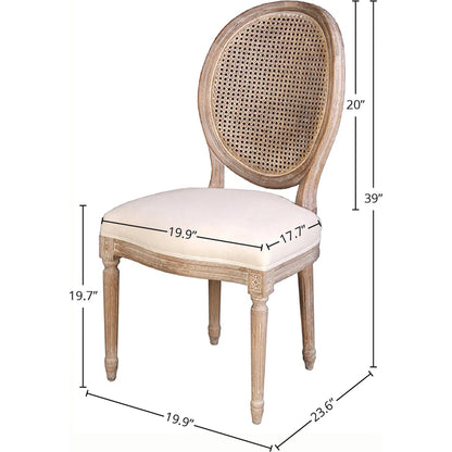 Napoleon Dining Chair w/ Cane Back by LH Imports in antique linen and brown washed. Made from oak, plywood, pu foam, polyester fiber, mixed linen in a transitional style.