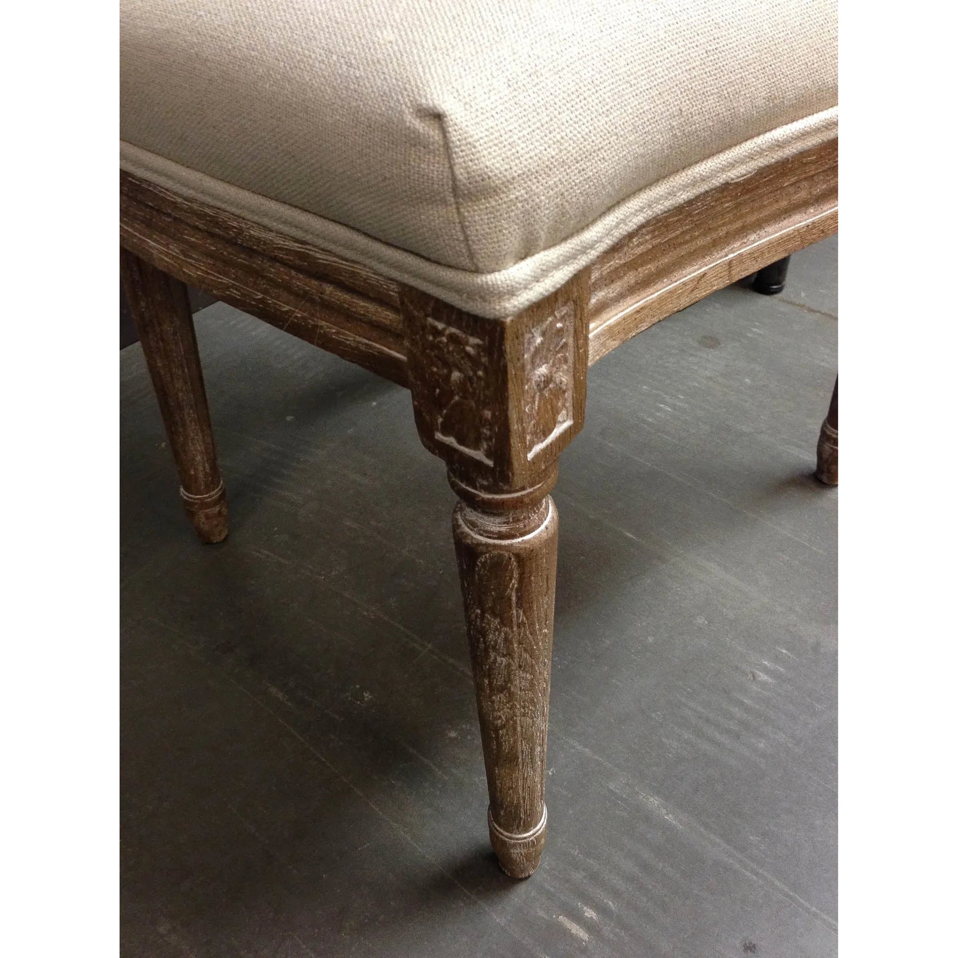 Napoleon Dining Chair w/ Cane Back by LH Imports in antique linen and brown washed. Made from oak, plywood, pu foam, polyester fiber, mixed linen in a transitional style.