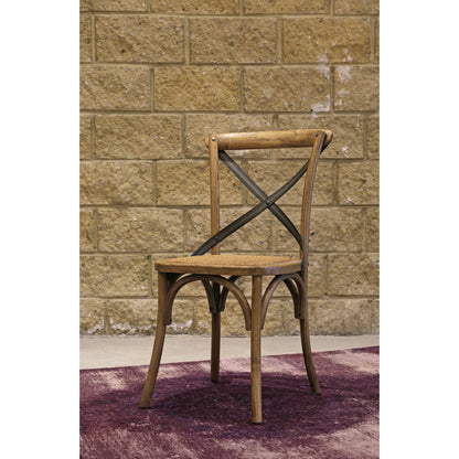 Cross Back Dining Chair by LH Imports. Made from elm, rattan, iron in a modern style.