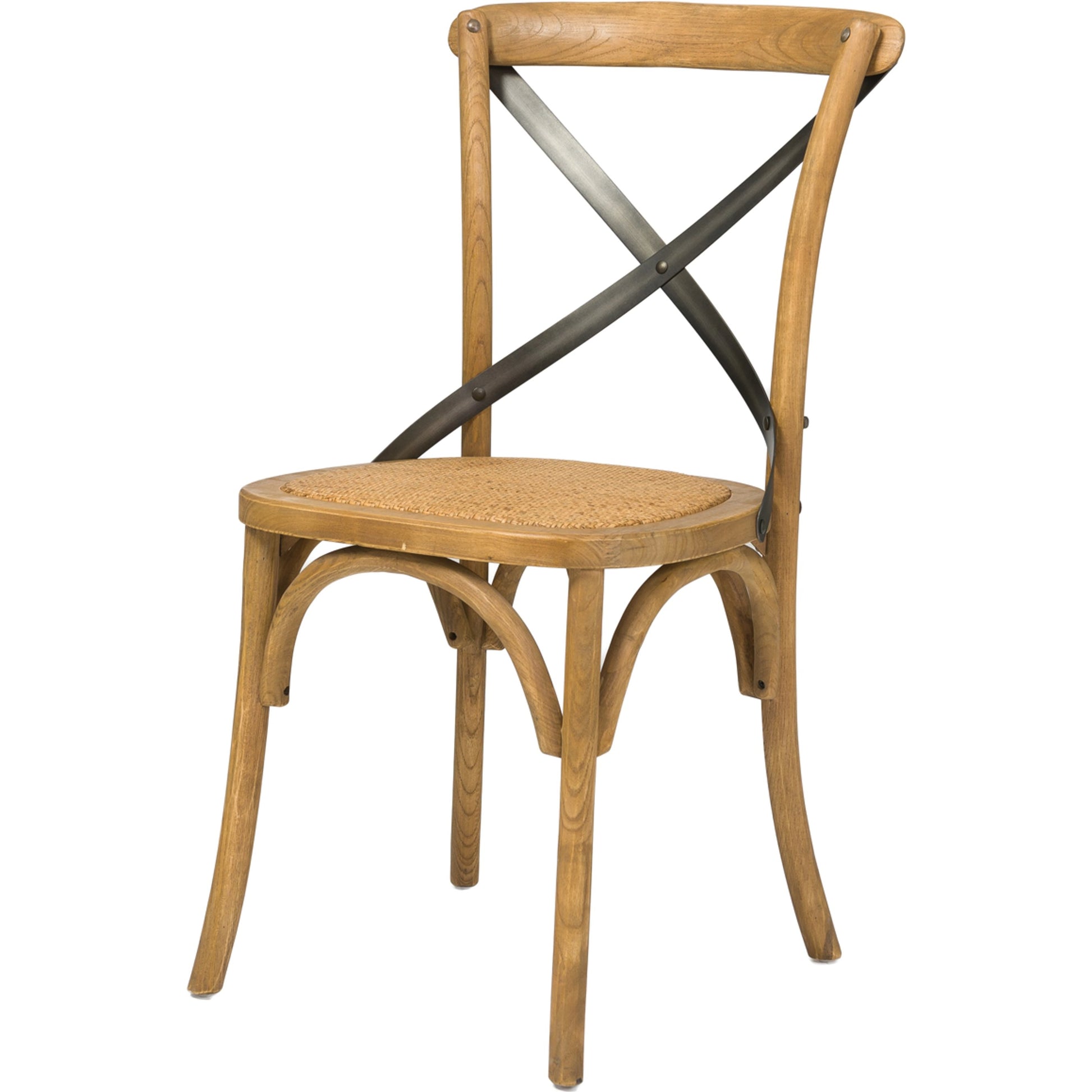 Cross Back Dining Chair by LH Imports. Made from elm, rattan, iron in a modern style.