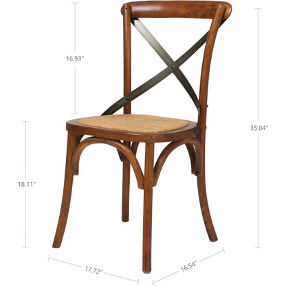 Cross Back Dining Chair by LH Imports. Made from elm, rattan, iron in a modern style.