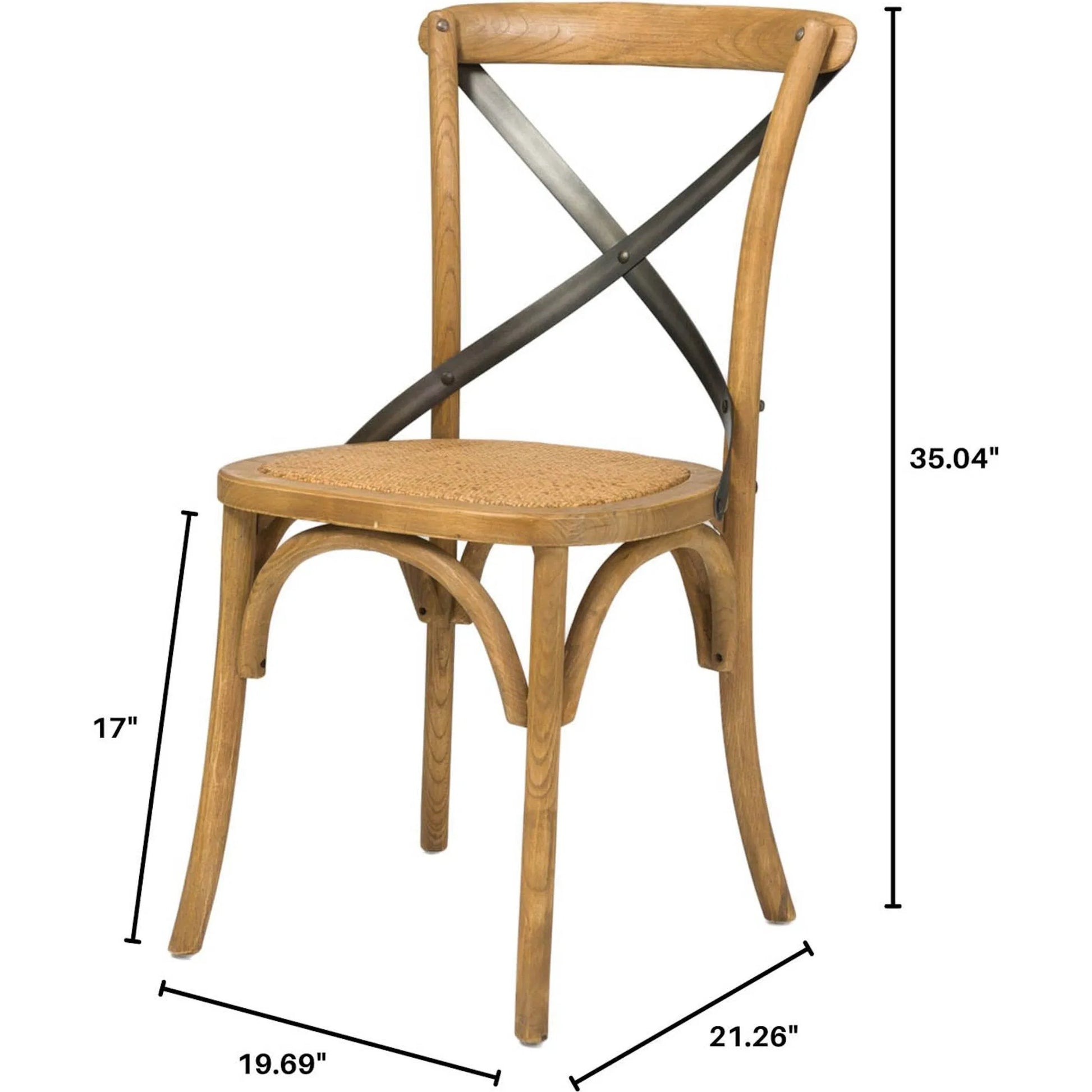 Cross Back Dining Chair by LH Imports. Made from elm, rattan, iron in a modern style.