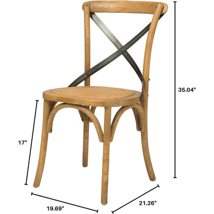 Cross Back Dining Chair by LH Imports. Made from elm, rattan, iron in a modern style.