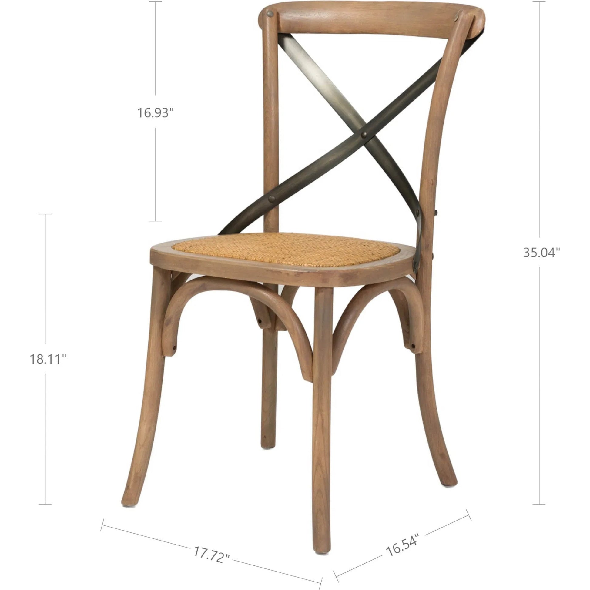 Cross Back Dining Chair by LH Imports. Made from elm, rattan, iron in a modern style.
