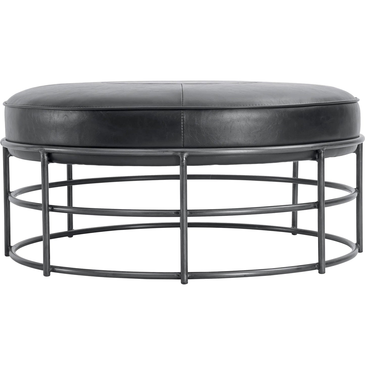 002 SI-2325233 | Additional Silo | Ziggy Ottoman by LH Imports in black and gunmetal. Made from pu leather, iron, polyester fiber, pu foam in a modern style.