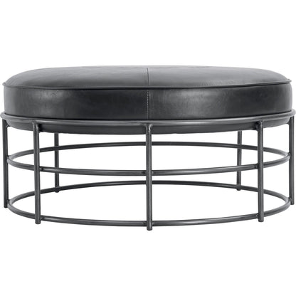 Ziggy Ottoman by LH Imports in black and gunmetal. Made from pu leather, iron, polyester fiber, pu foam in a modern style.