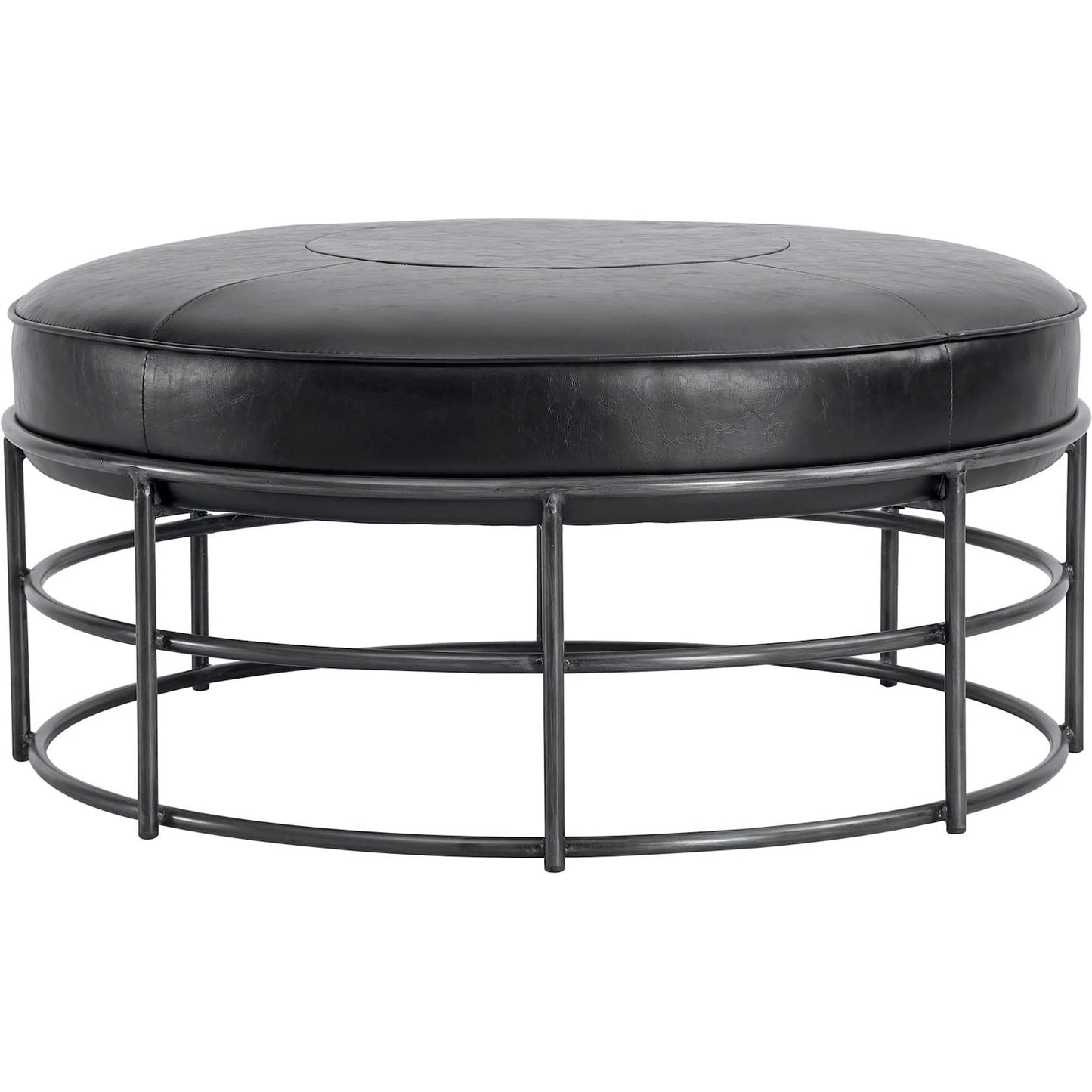 003 SI-2325233 | Additional Silo | Ziggy Ottoman by LH Imports in black and gunmetal. Made from pu leather, iron, polyester fiber, pu foam in a modern style.