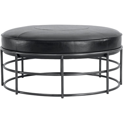 Ziggy Ottoman by LH Imports in black and gunmetal. Made from pu leather, iron, polyester fiber, pu foam in a modern style.