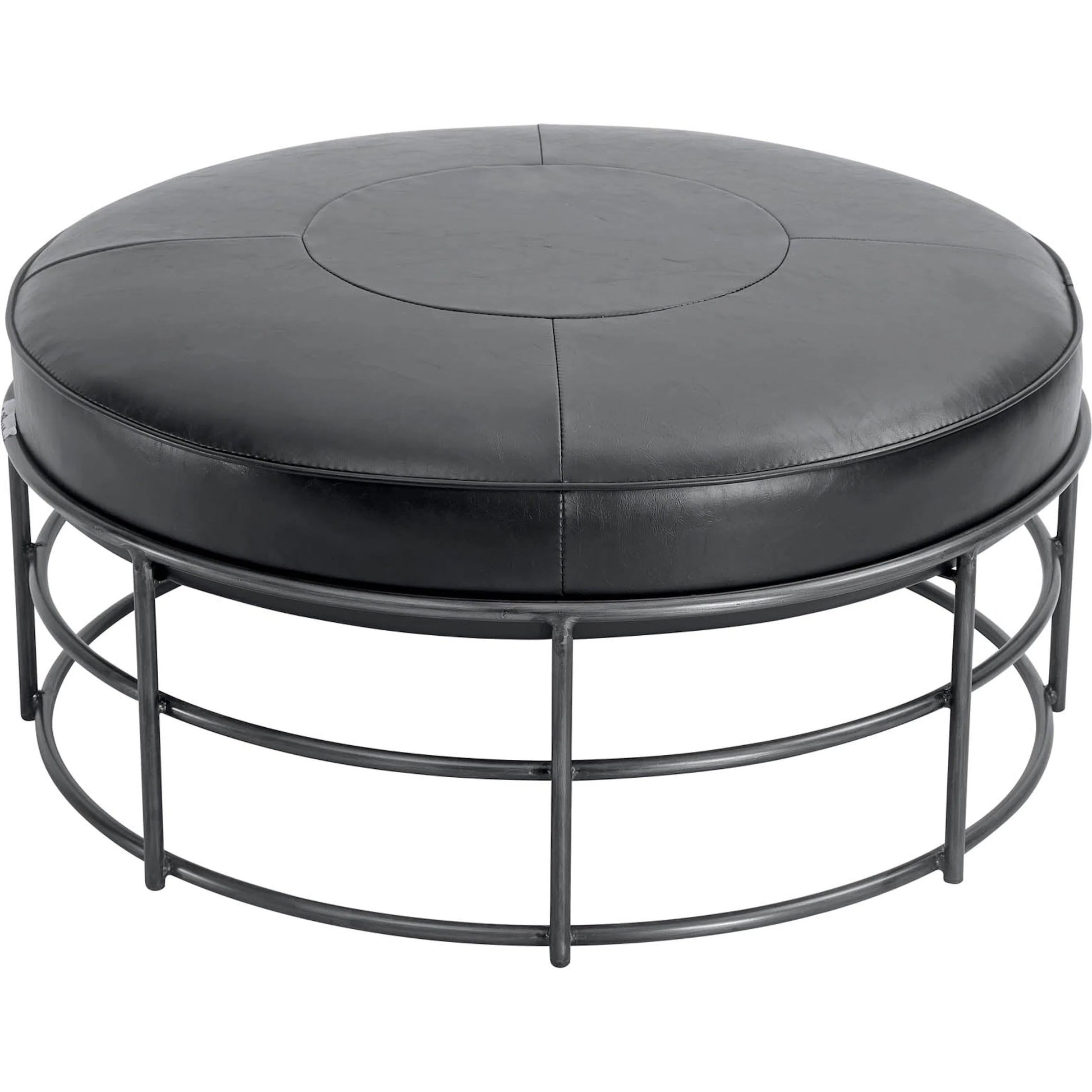 Ziggy Ottoman by LH Imports in black and gunmetal. Made from pu leather, iron, polyester fiber, pu foam in a modern style.