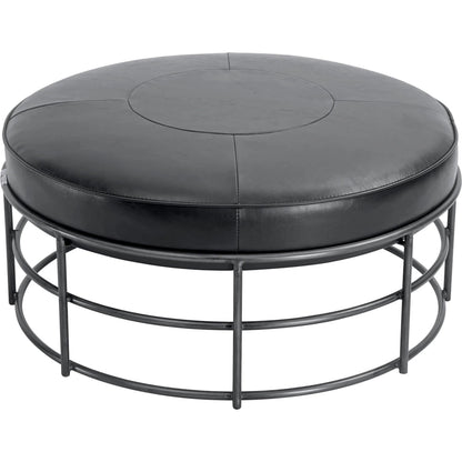 Ziggy Ottoman by LH Imports in black and gunmetal. Made from pu leather, iron, polyester fiber, pu foam in a modern style.