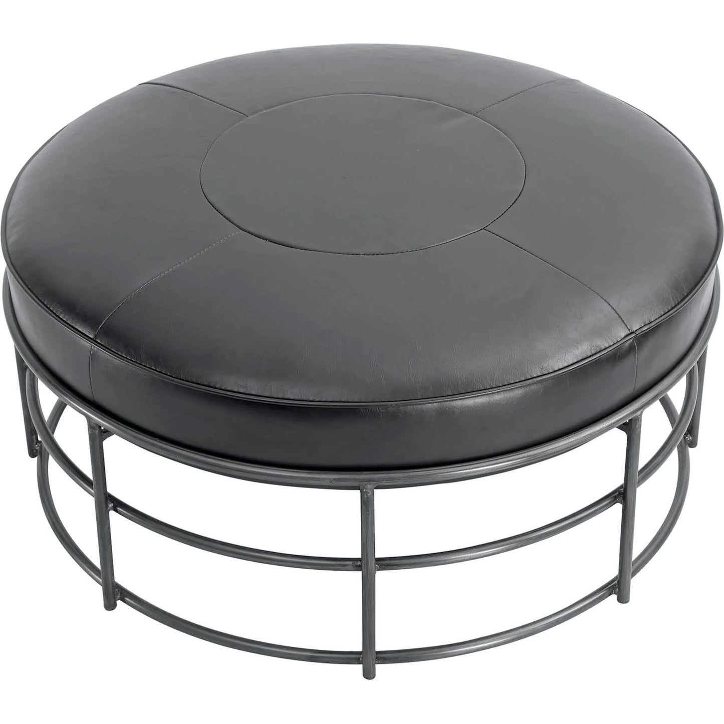 004 SI-2325233 | Additional Silo | Ziggy Ottoman by LH Imports in black and gunmetal. Made from pu leather, iron, polyester fiber, pu foam in a modern style.