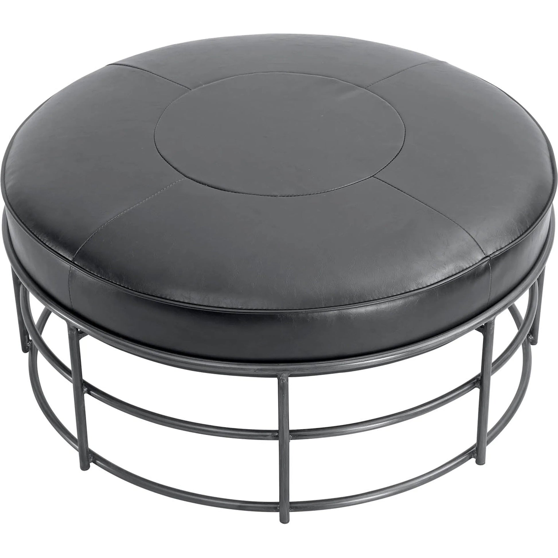 Ziggy Ottoman by LH Imports in black and gunmetal. Made from pu leather, iron, polyester fiber, pu foam in a modern style.