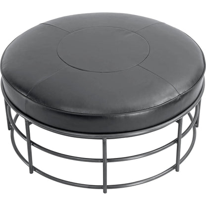 Ziggy Ottoman by LH Imports in black and gunmetal. Made from pu leather, iron, polyester fiber, pu foam in a modern style.