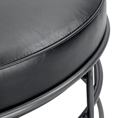 Ziggy Ottoman by LH Imports in black and gunmetal. Made from pu leather, iron, polyester fiber, pu foam in a modern style.