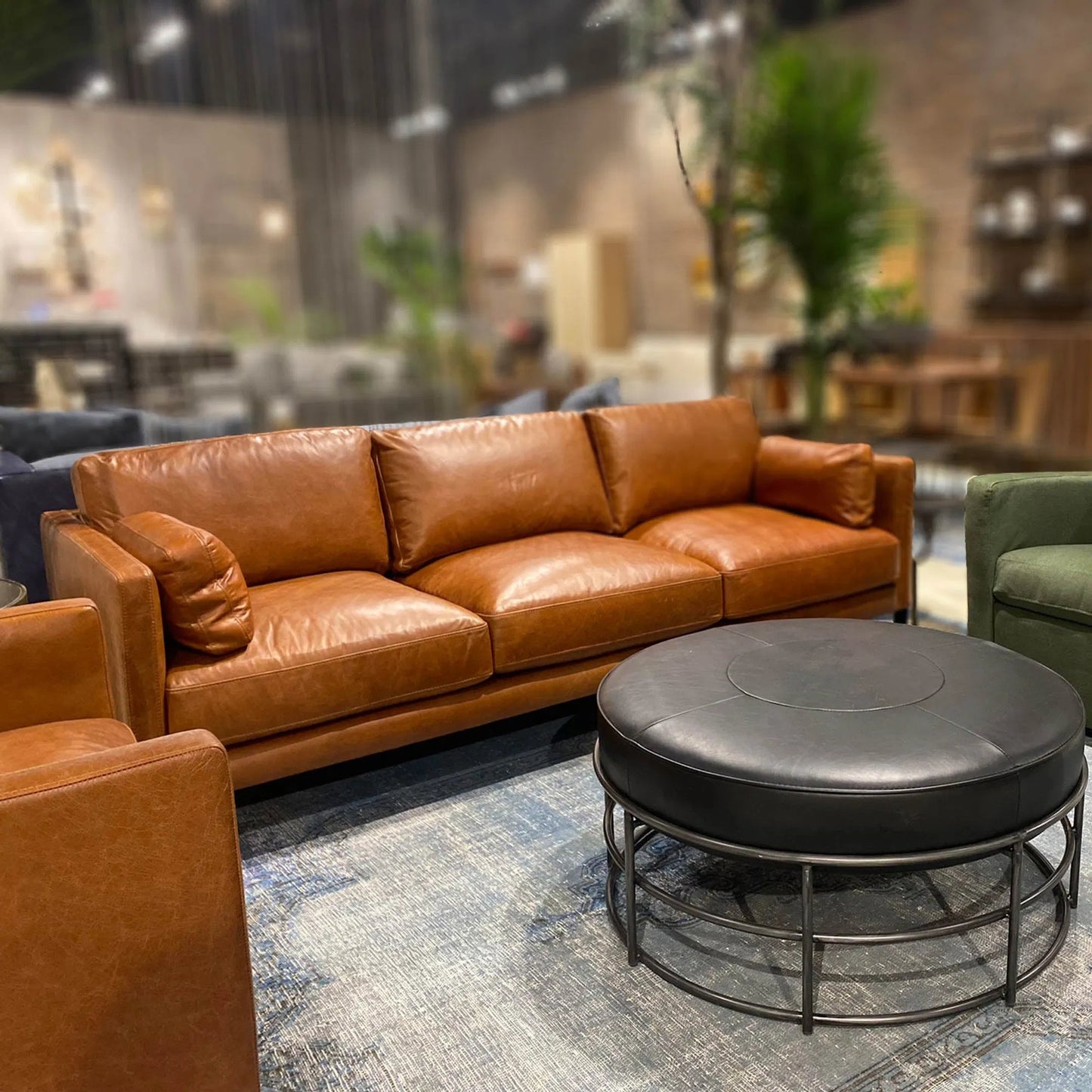 006 SI-2325233 | Lifestyle | Ziggy Ottoman by LH Imports in black and gunmetal. Made from pu leather, iron, polyester fiber, pu foam in a modern style.