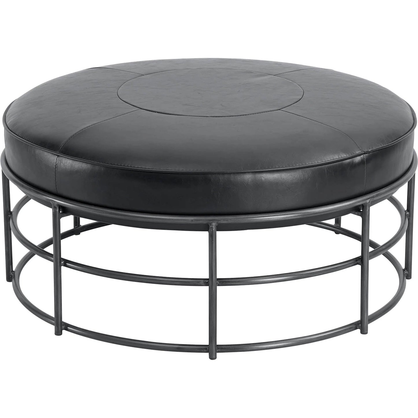 001 SI-2325233 | Primary Silo | Ziggy Ottoman by LH Imports in black and gunmetal. Made from pu leather, iron, polyester fiber, pu foam in a modern style.