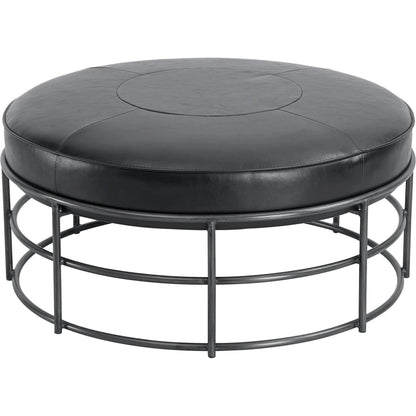 Ziggy Ottoman by LH Imports in black and gunmetal. Made from pu leather, iron, polyester fiber, pu foam in a modern style.
