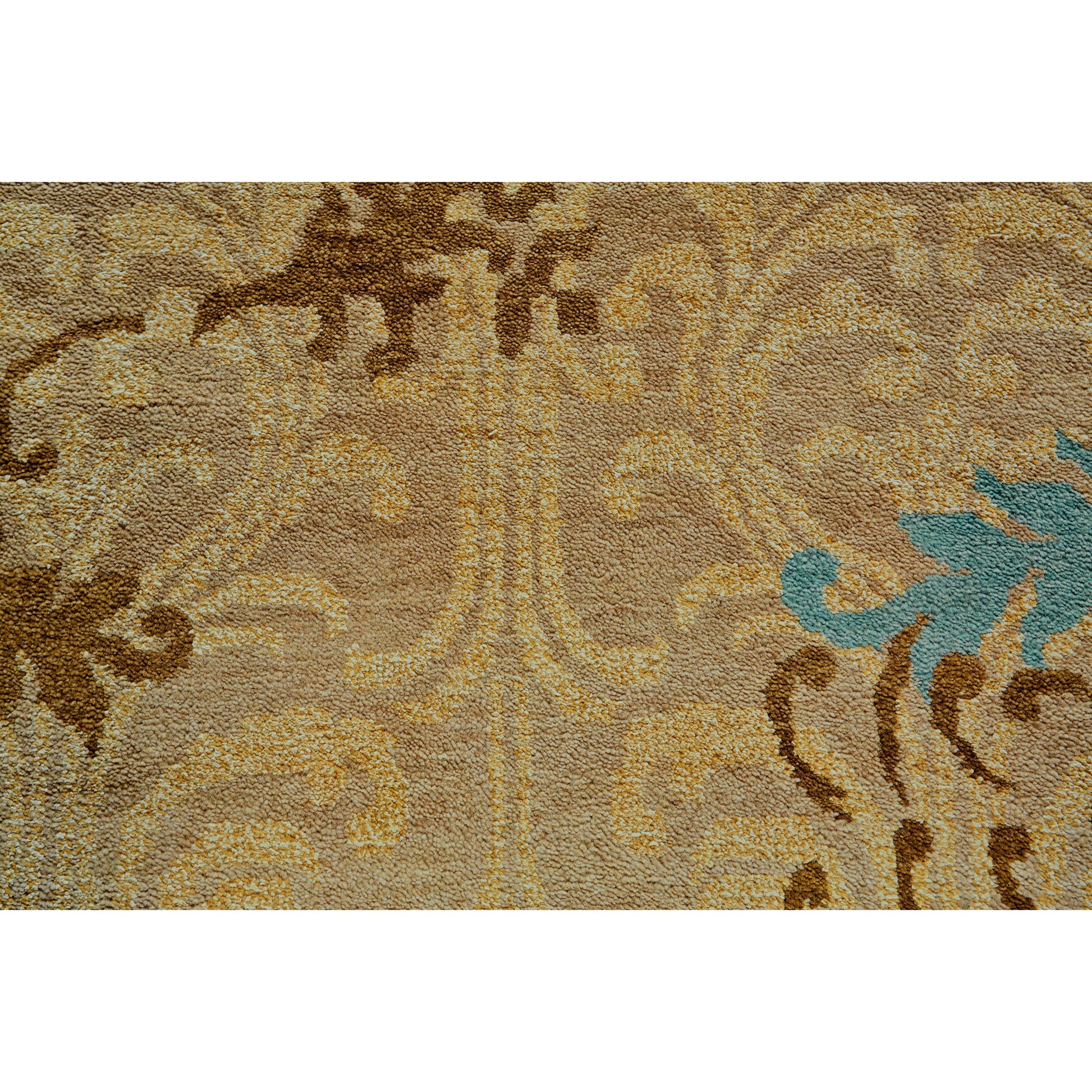 Qing Transitional & Botanical Rug - 6062F by Feizy in tan, brown, blue. Made from wool, viscose in a unique style.