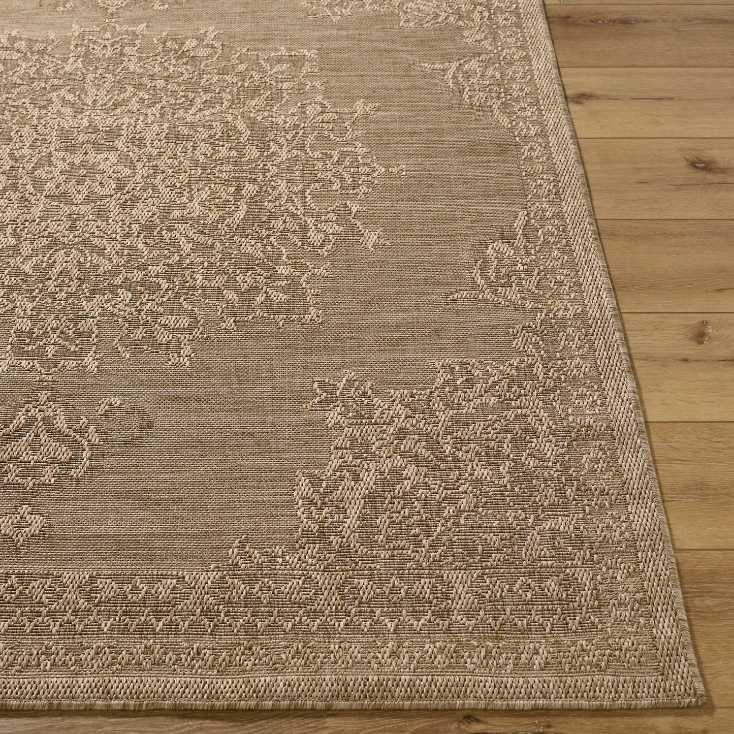 004 SI-2257666,SI-2257667,SI-2257668 | Closeup | Sandra SDR-2300 Rug by Livabliss in beige, mustard, medium brown, wheat. Made from polypropylene in a unique style.