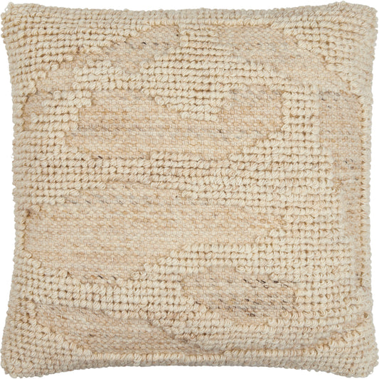 Sand Dunes Pillow - 493407 by Surya in beige. Made from front: 80% wool, 20% cotton, back: 100% cotton in a modern style.