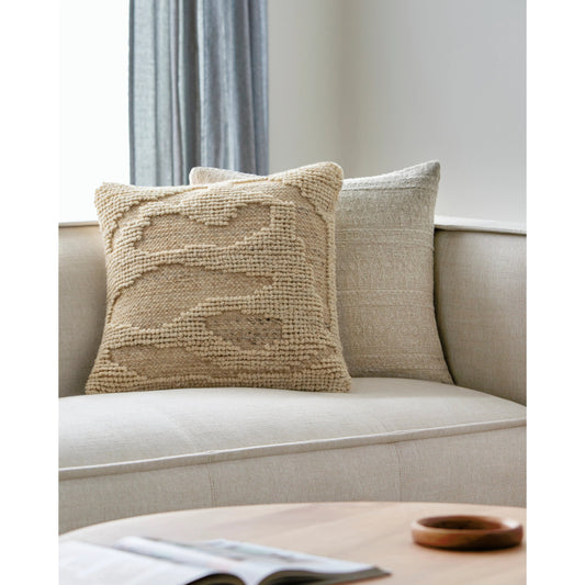 Sand Dunes Pillow - 493407 by Surya in beige. Made from front: 80% wool, 20% cotton, back: 100% cotton in a modern style.