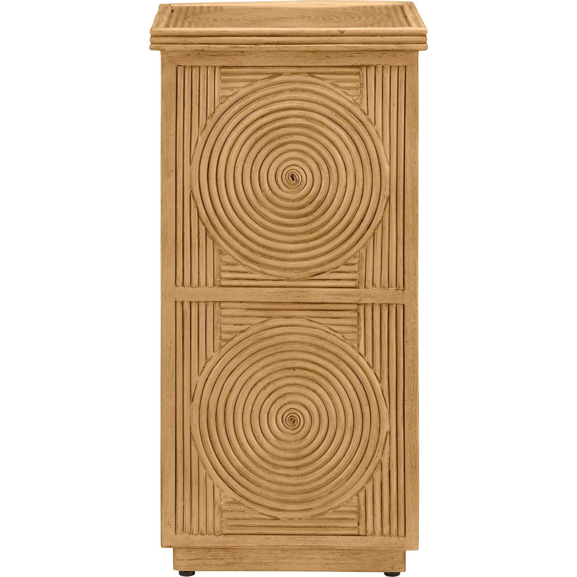 Santos Accent Table by Currey and Company in sea sand, clear. Made from rattan, mahogany, glass in a transitional style.