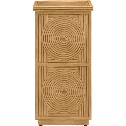 Santos Accent Table by Currey and Company in sea sand, clear. Made from rattan, mahogany, glass in a transitional style.