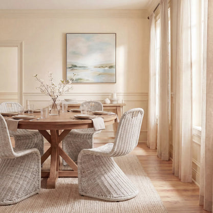 Fairview Dining Chair (Set of 2) by HedgeApple Essentials in white washed. Made from rattan, iron in a unique style.