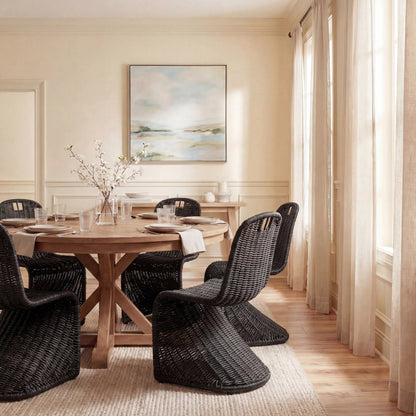 Fairview Dining Chair (Set of 2) by HedgeApple Essentials in black. Made from rattan, iron in a unique style.