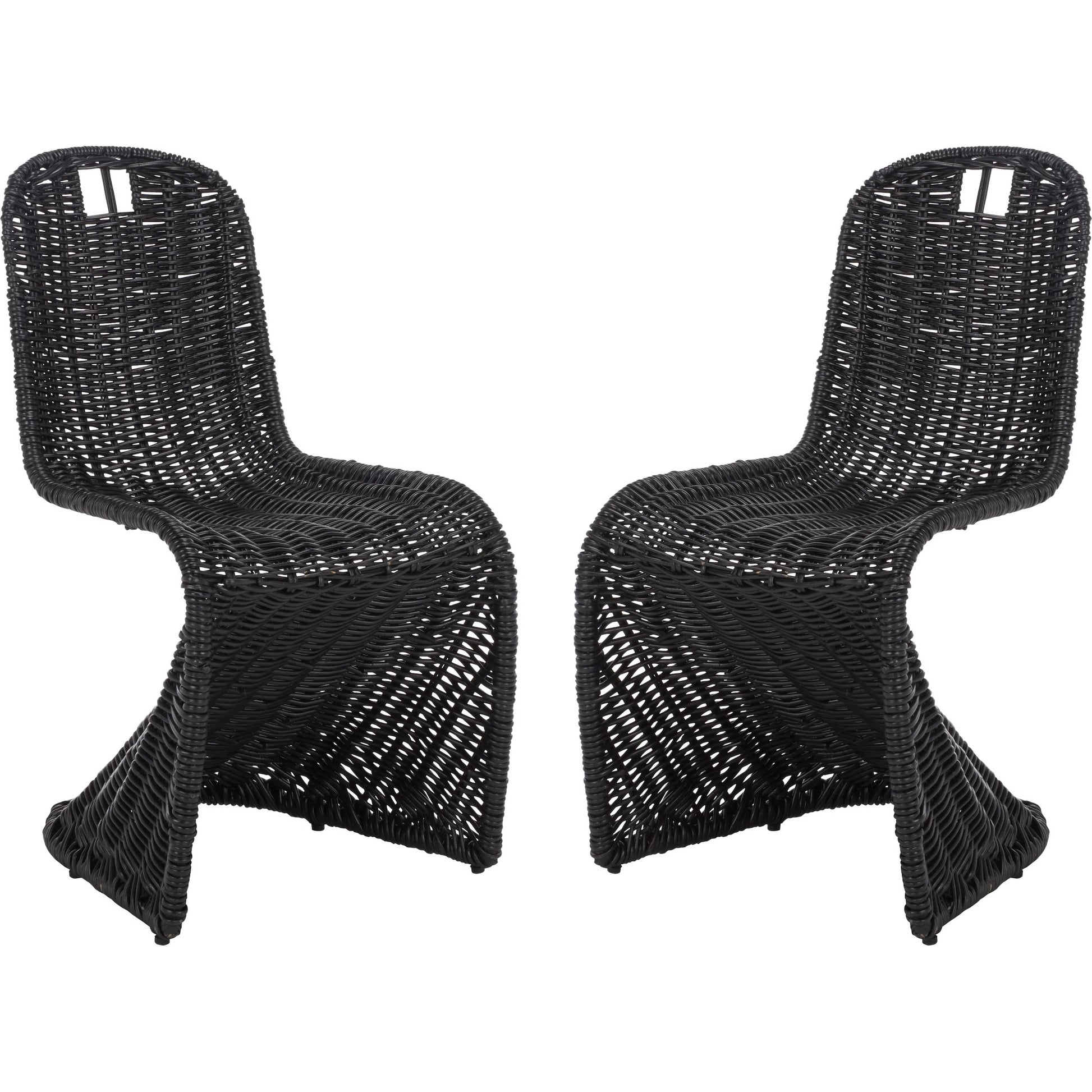 Fairview Dining Chair (Set of 2) by HedgeApple Essentials in black. Made from rattan, iron in a unique style.