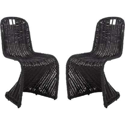 Fairview Dining Chair (Set of 2) by HedgeApple Essentials in black. Made from rattan, iron in a unique style.