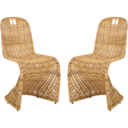 Fairview Dining Chair (Set of 2) by HedgeApple Essentials in natural. Made from rattan, iron in a unique style.