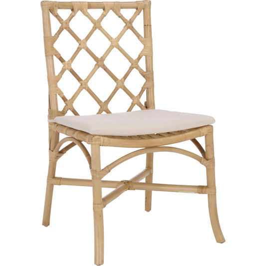 Walsh Rattan Dining Chair (Set of 2) by HedgeApple Essentials in natural, cream. Made from rattan, poly-cotton blend, foam in a transitional style.