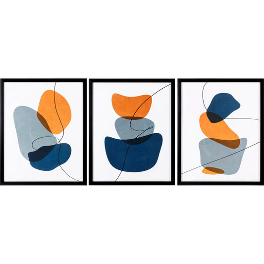 Sebastian - 31893 by Livabliss in navy/orange and painted. Made from main: paper, frame: resin in a modern style.
