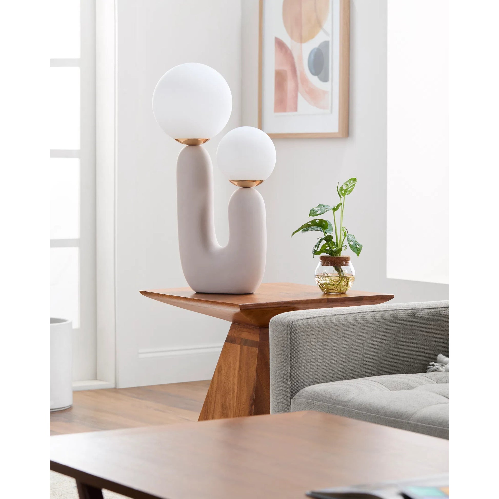 Sedeum Accent Table Lamp by Livabliss. Made from resin, glass in a modern style.