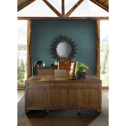 Driftwood Executive Desk by Hooker Furniture. Made from oak solids, oak veneers in a transitional style.