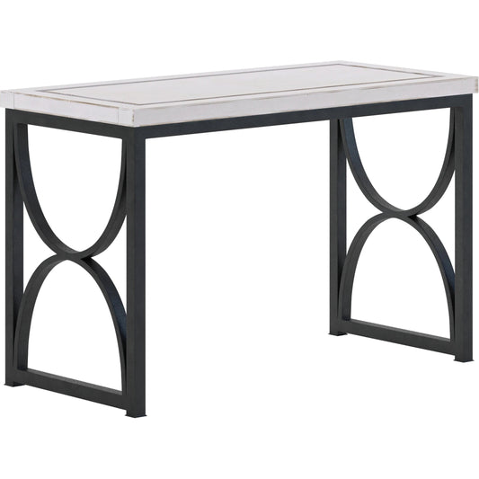 Alcove Metal End Table by A.R.T. Furniture in belgian ivory, burnished brass. Made from acacia solids, maple veneers, iron in a modern style.