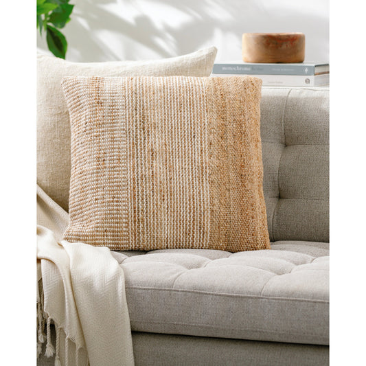 Salem Pillow - 479633 by Surya in beige, sandstone, ivory, wheat. Made from front: 60% jute, 30% wool, back: 100% cotton in a modern style.