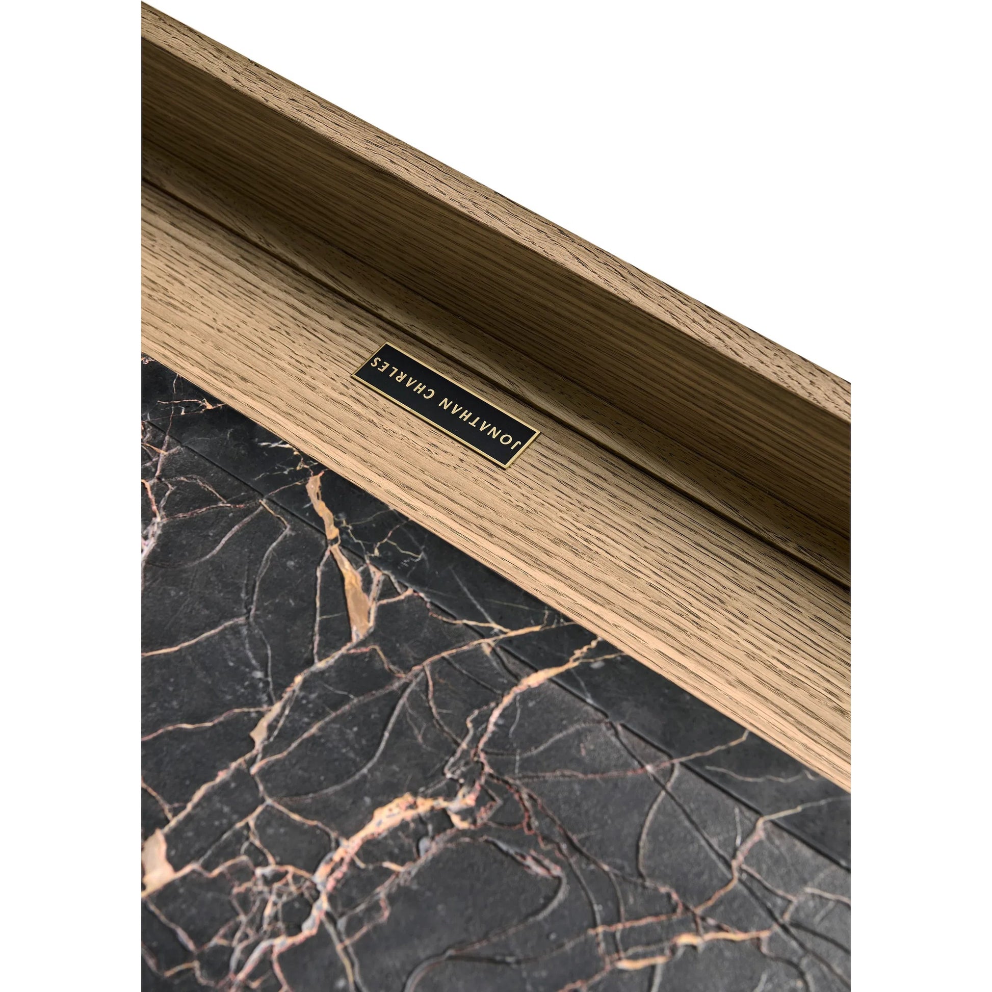 Echo Canyon Marble Rectangular Cocktail Table by Jonathan Charles in faded oak. Made from oak veneer in a cottage & farmhouse style.