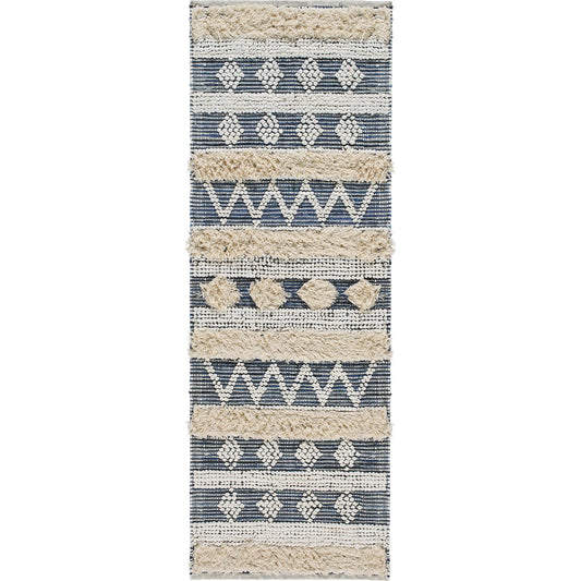 Serena Rug - 32484 by Surya in ivory, dark blue, blue, light beige. Made from main: 60% recycled fabric, main: 40% cotton in a unique style.