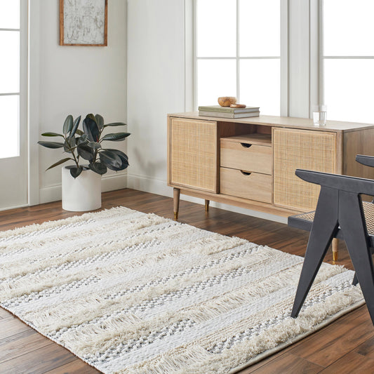 Serena Rug - 32485 by Surya in ivory, black, light beige. Made from main: 100% cotton in a unique style.