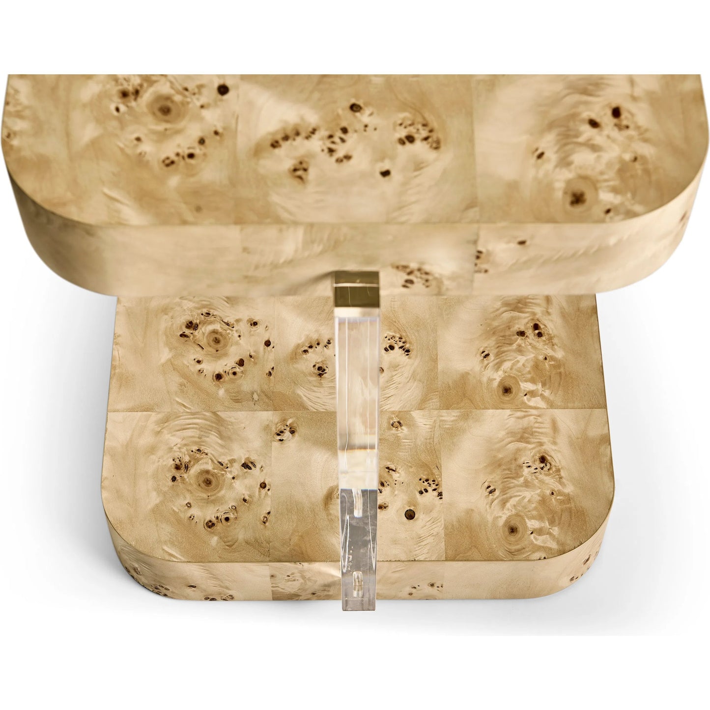 006 SI-2462654 | Closeup | Veil End Table by Jonathan Charles in natural mappa burl. Made from mappa burl in a modern style.