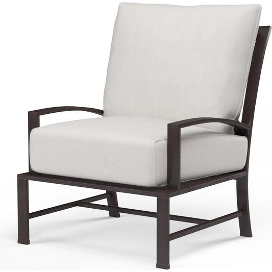La Outdoor Jolla Club Chair by Sunset West in espresso. Made from aluminum in a modern style.