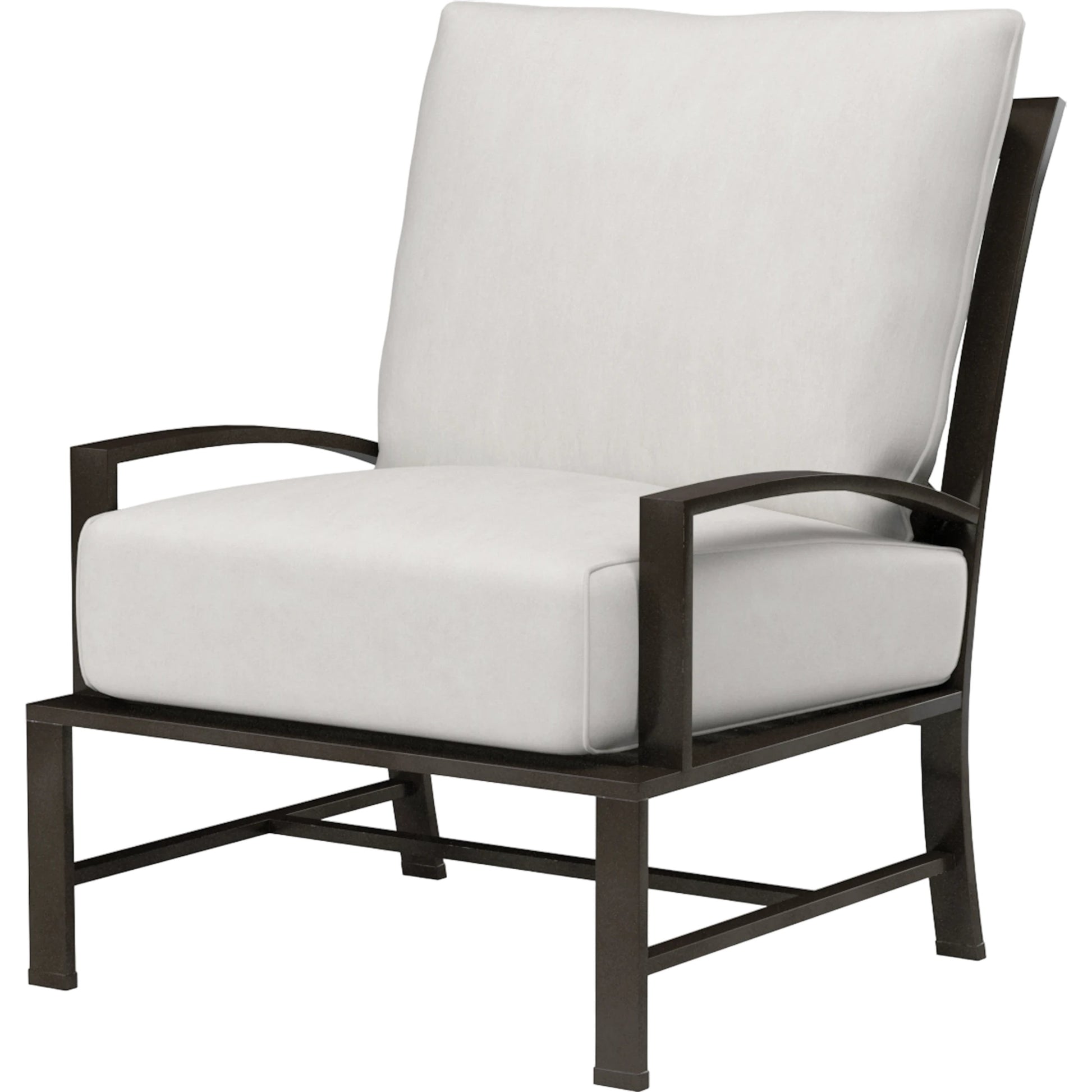 La Outdoor Jolla Club Chair by Sunset West in espresso. Made from aluminum in a modern style.