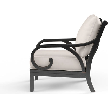 Monterey Outdoor Club Chair by Sunset West in browns. Made from aluminum in a traditional style.