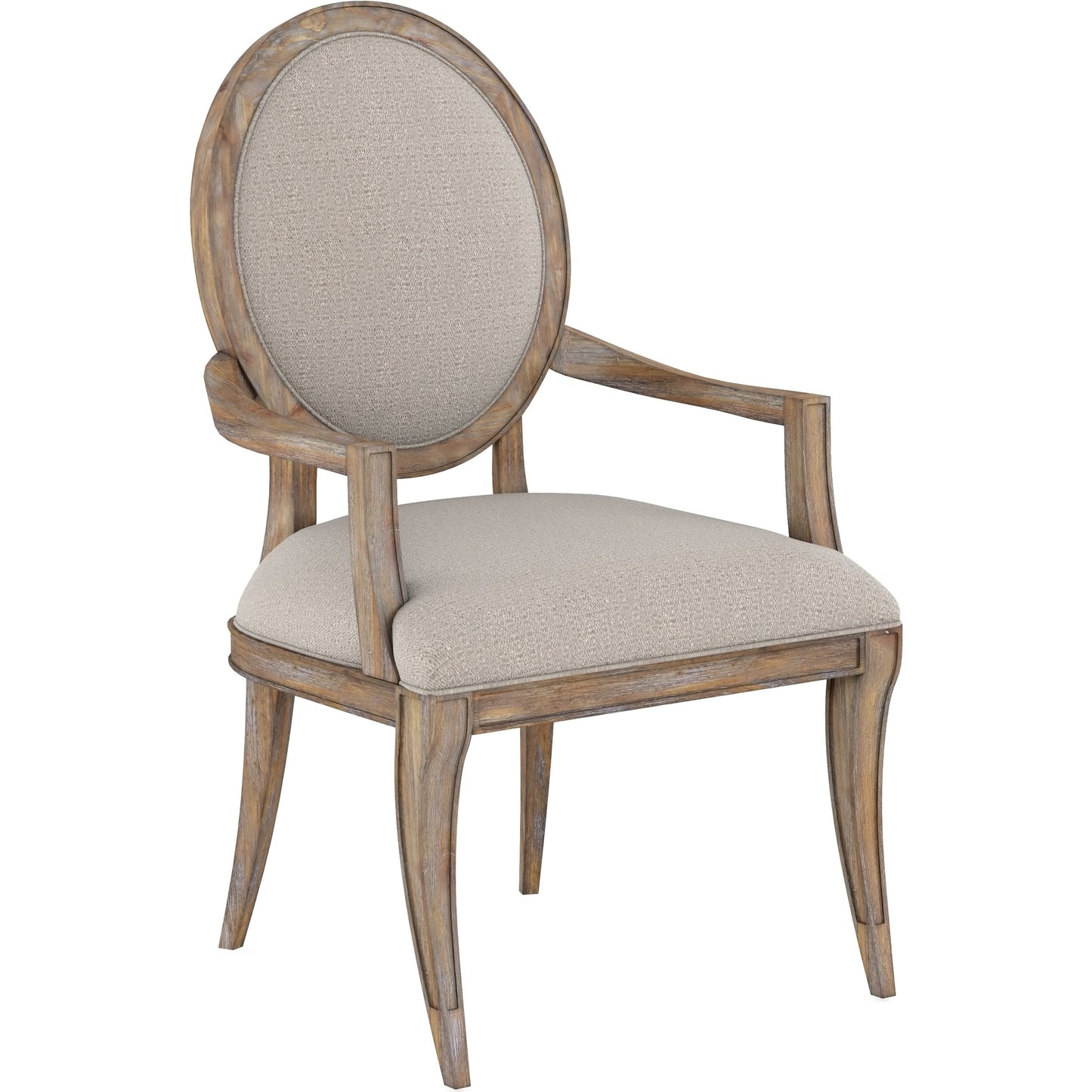 001 SI-2064905 | Primary Silo | Architrave Oval Arm Chair (Set of 2) by A.R.T. Furniture in almond. Made from parawood solids, foam, fabric in a modern style.