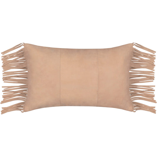 Suede Fringe Pillow - 22996 by Surya. Made from 100% leather, 100% cotton in a cottage & farmhouse style.