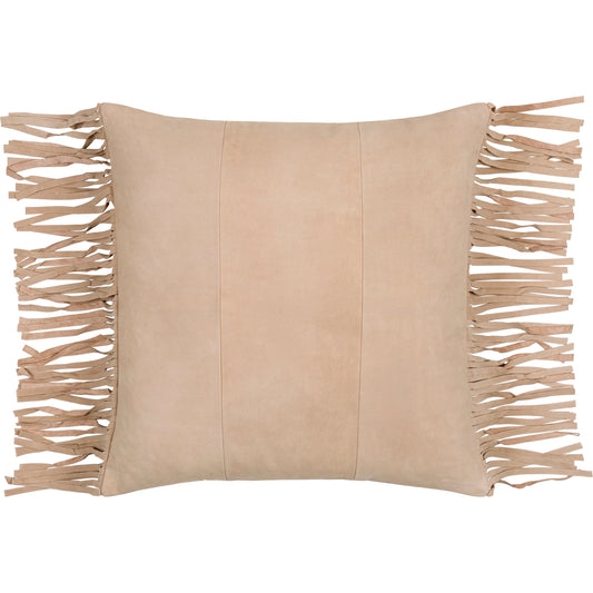 Suede Fringe Pillow - 22996 by Surya. Made from 100% leather, 100% cotton in a cottage & farmhouse style.