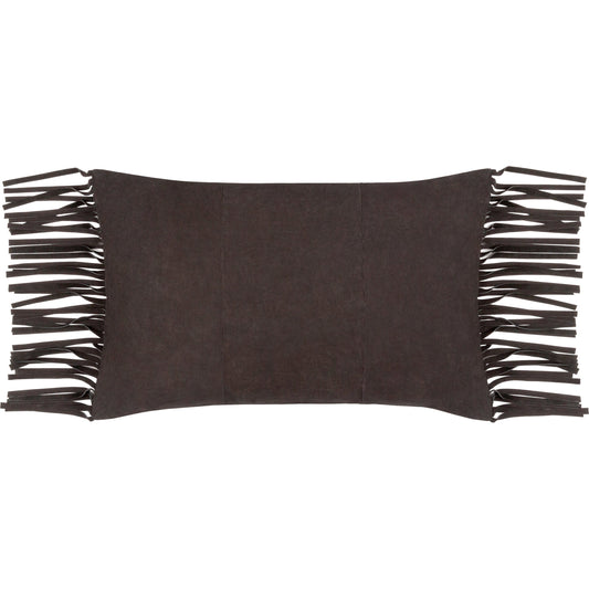 Suede Fringe Pillow - 22996 by Surya. Made from 100% leather, 100% cotton in a cottage & farmhouse style.