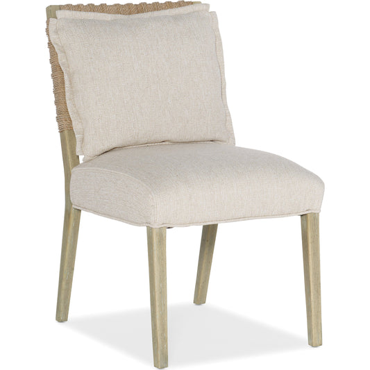 Surfrider Woven Back Side Chair (Set of 2) by Hooker Furniture in beige and driftwood, zuri cream. Made from fabric, foam, rope in a transitional style.
